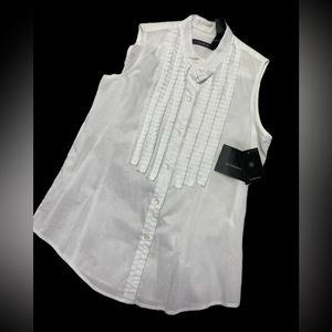 NWT Liz Claiborne Sleeveless Buttondown Cotton White Career Wear Layer Size S